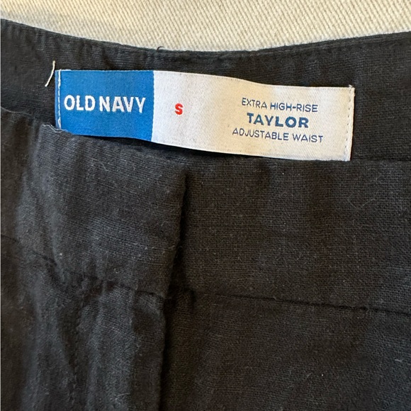 New Women Old Navy High Rise 3.5" Inseam Linen Black Elastic Waist Shorts Size S - Picture 2 of 3